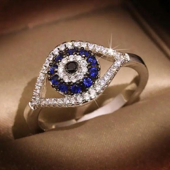 Jewelry - Evil Eye Rhinestones Blue Crystal Ring NWT